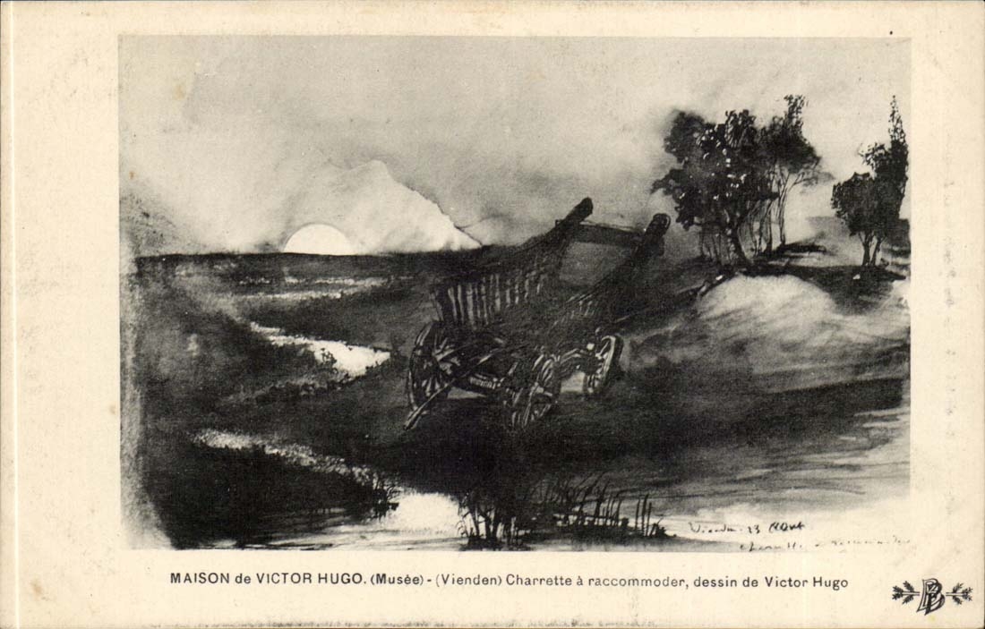 CPA Maison de Victor Hugo Place des Vosges Place des Vosges Charrette a raccommoder (dessin de Hugo)