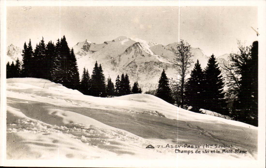 CPA ESA PAssy Fields of ski and Mont Blanc
