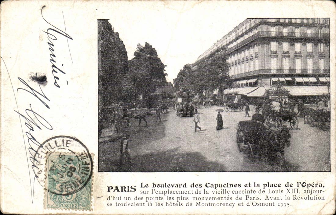 Paris CPA Le boulevard des Capucines et la place de l'opera