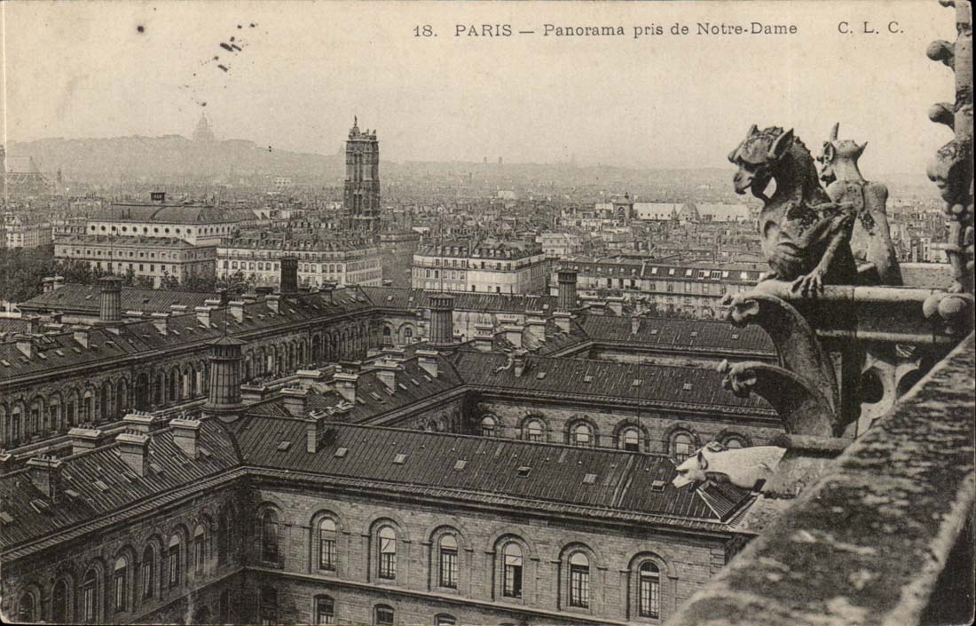 Paris CPA Panorama taken of Notre Dame