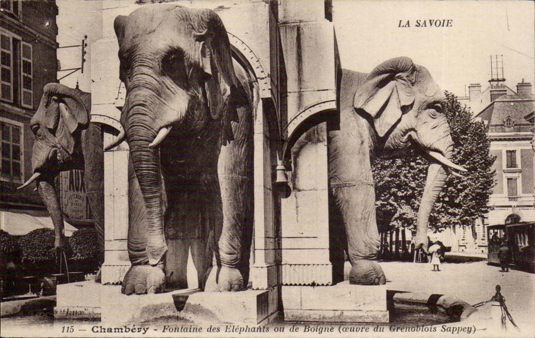 Chambery CPA Brunnen der Elefanten oder des Boigne (Arbeit des Sappey Bewohners von Grenoble)