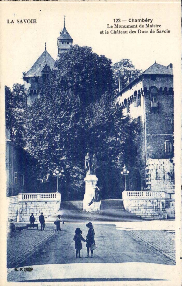 Chambery CPA das Denkmal von maistre und das Schloss der Herzoge des Wirsings