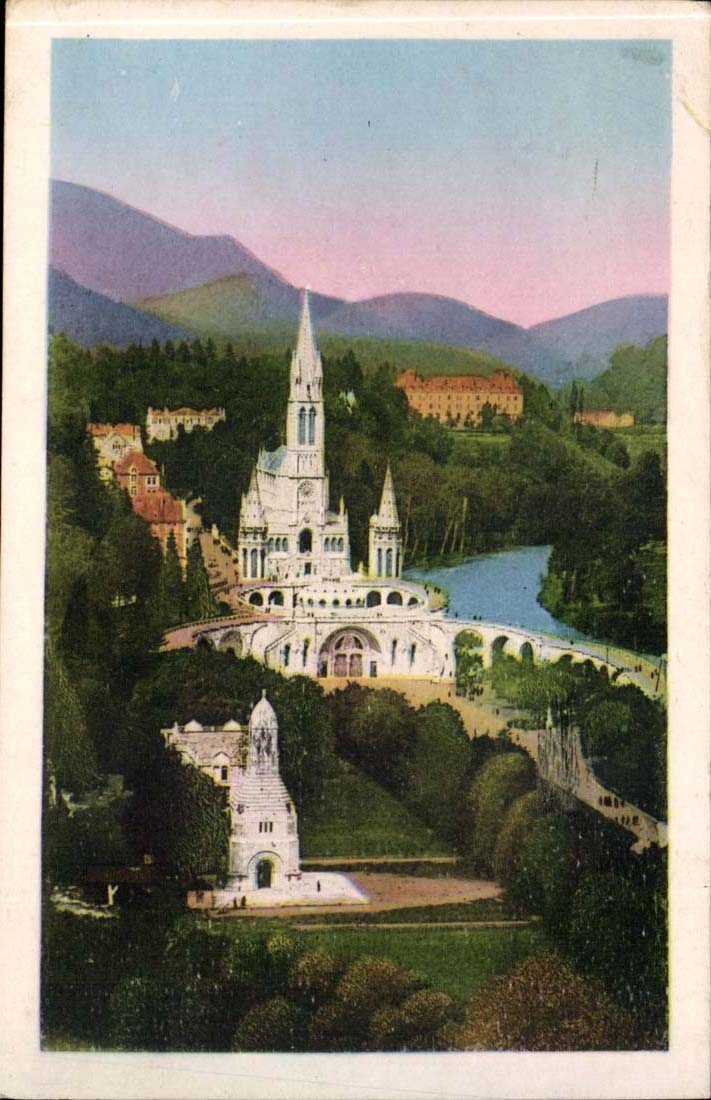 Lourdes CPA the basilica seen of the strong castle