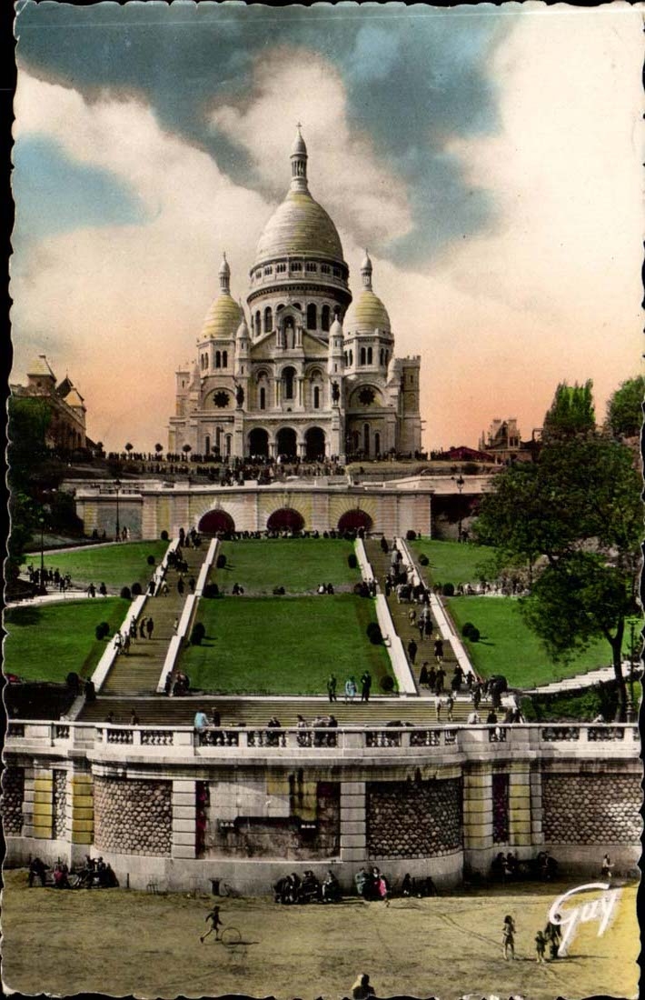Paris CPA Basilique du Sacre Coeur de Montmartre et les jardins