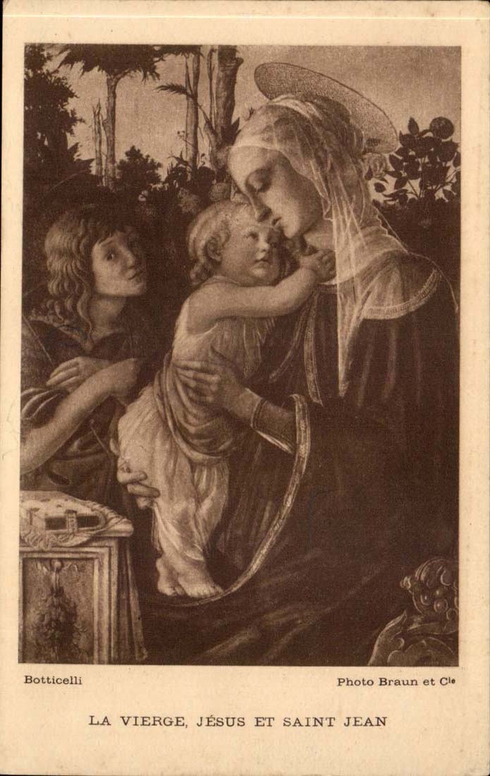 Botticelli CPA La Vierge Jesus et Saint Jean