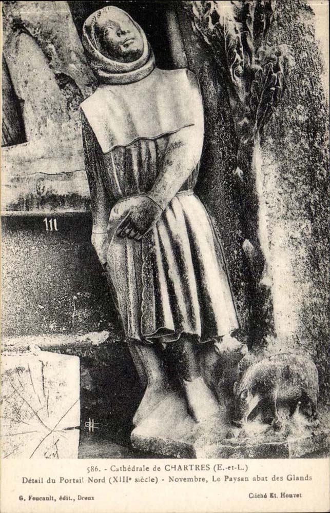 Chartres CPA the cathedral Detail of the Northern gate the peasant slaughtering nipples