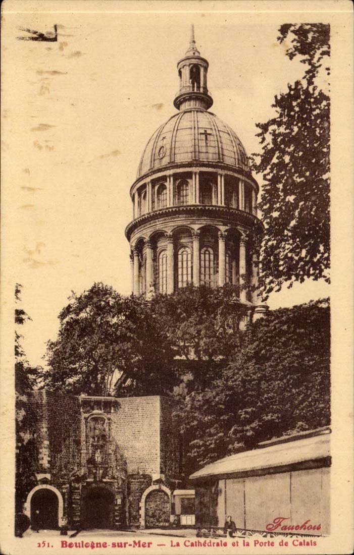 Boulogne auf Meer CPA die Kathedrale und die Tur von Calais
