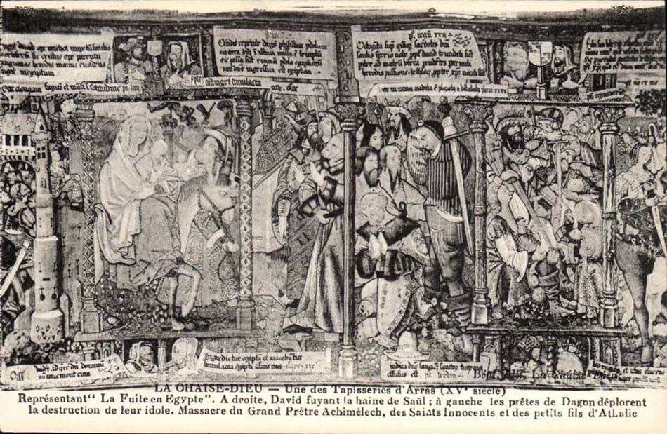 The Chair God CPA Tapestries of Arras Representing Resurrection the escape in Egypt David fleeing the hatred of Saul Dag