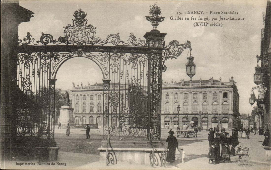 Nancy CPA Place Stanislas grilles en fer forge par Jean Lamour (animee)