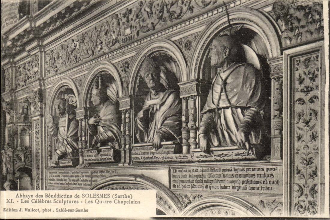 CPA Abbey of the Benedictines of Solesmes famous sculptures four chaplains