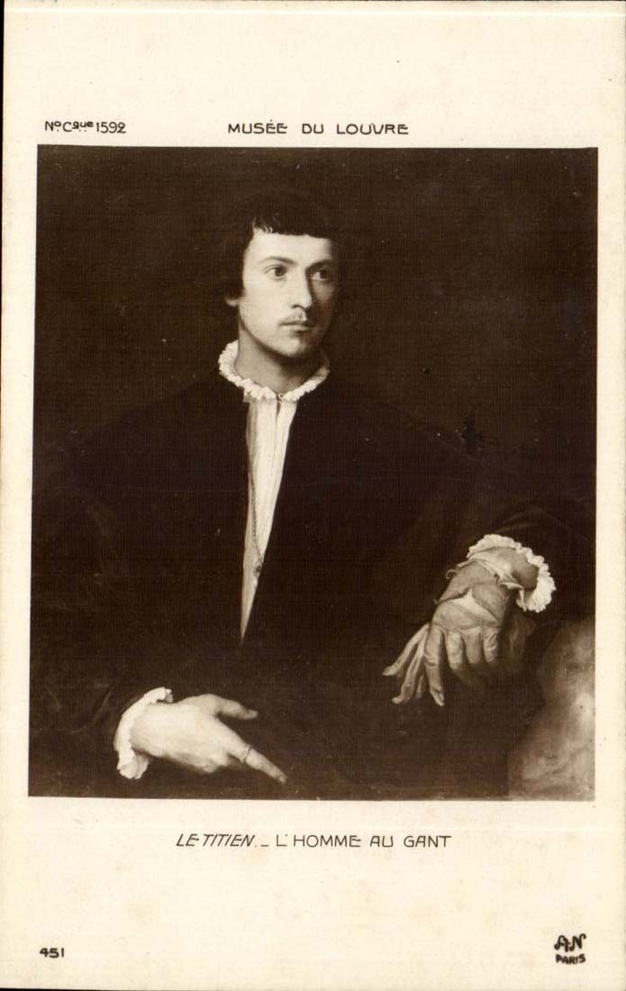 CPA Titien the man with the glove Museum of Louvre