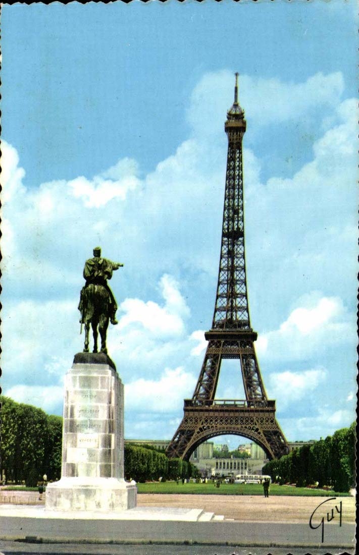 Paris CPA the Eiffel Tower Statue Marshal Joffre Trocadero