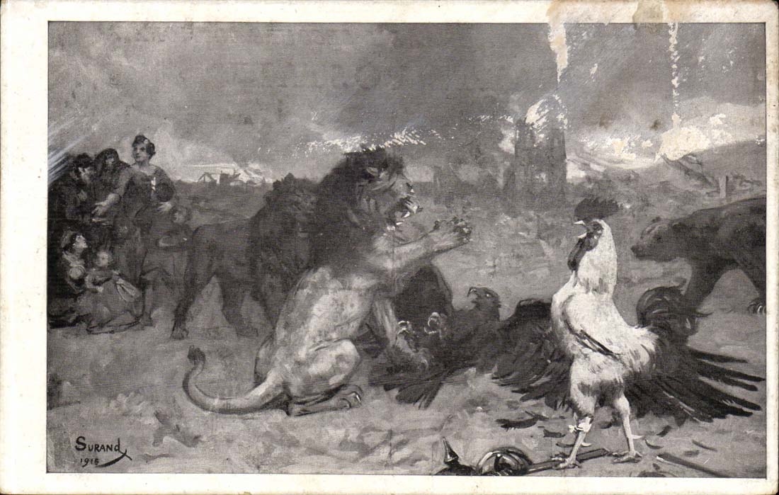 CPA Lion Cock and eagle (France England and Germany) 1915
