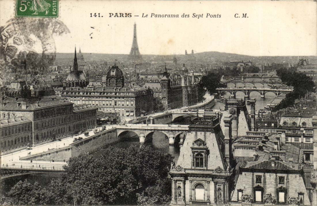 Paris CPA La panorama des sept ponts