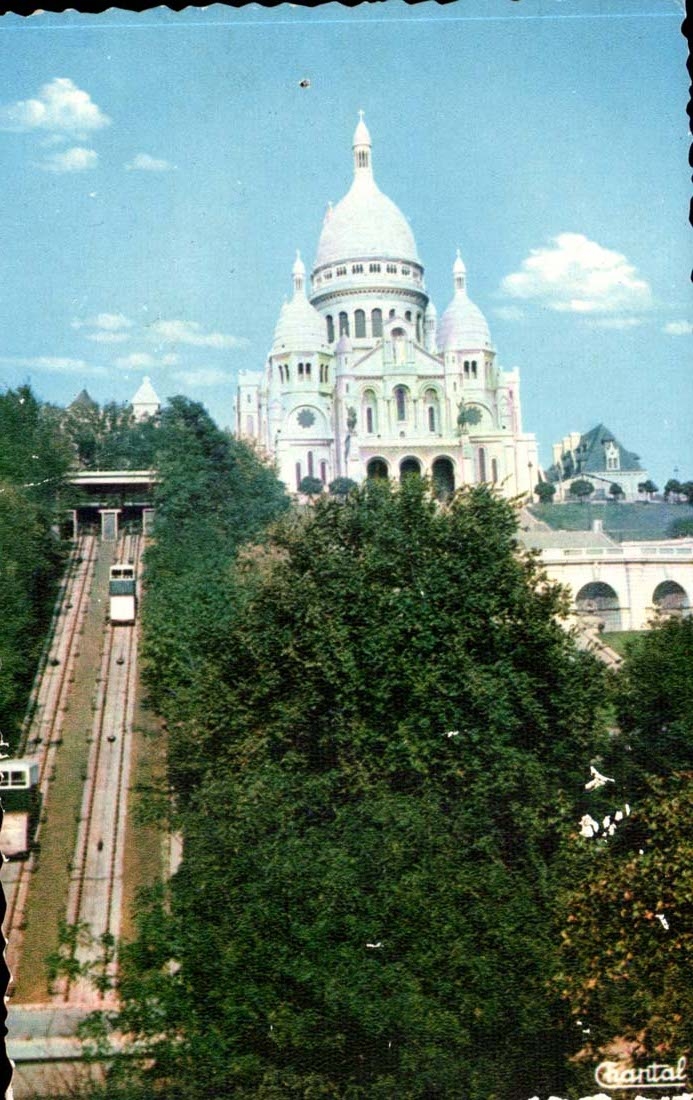 Paris CPA La basilique du SAcre Coeur et le funiculaire
