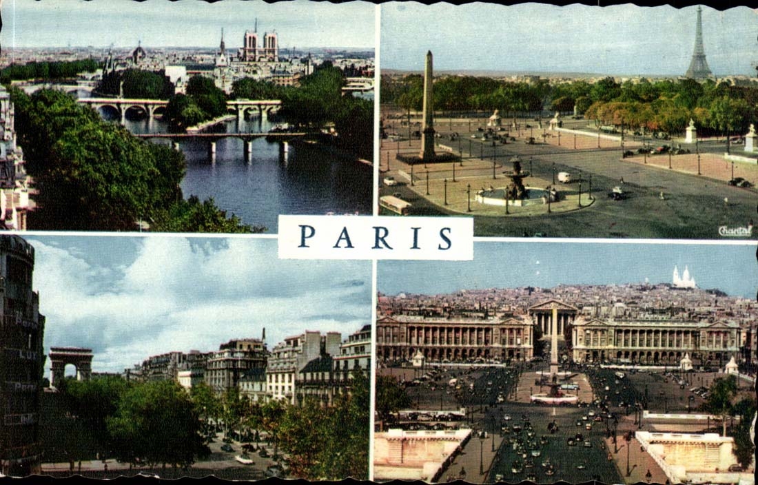 Paris CPA La Seine et les ponts La concorde et la Tour Eiffel Champs Elysees