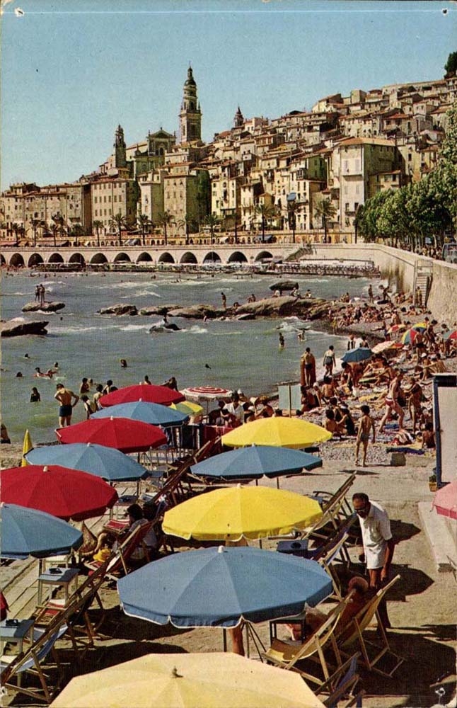 Menton MODERN CARD View and part of the beach
