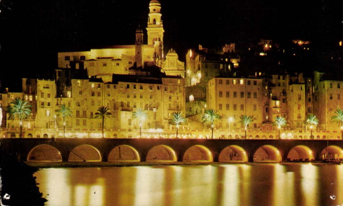 Menton MODERN CARD the city seen of night