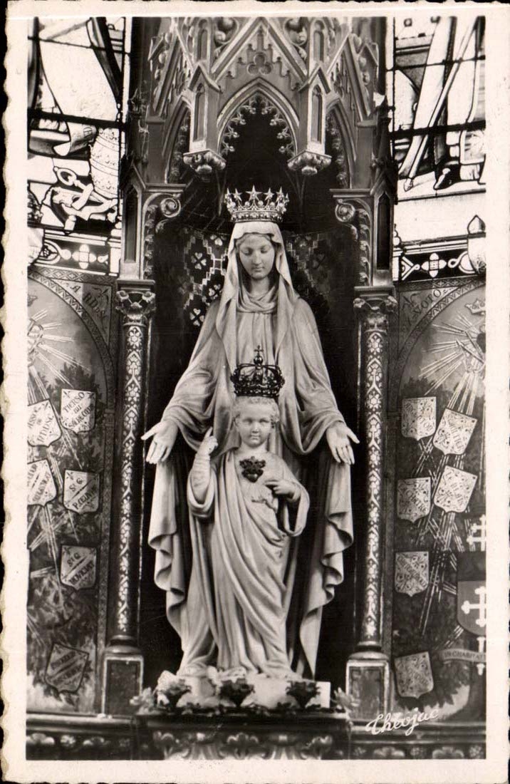 issoudun CPA Basilica Our Lady of the Sacring Heart Statue of the virgin