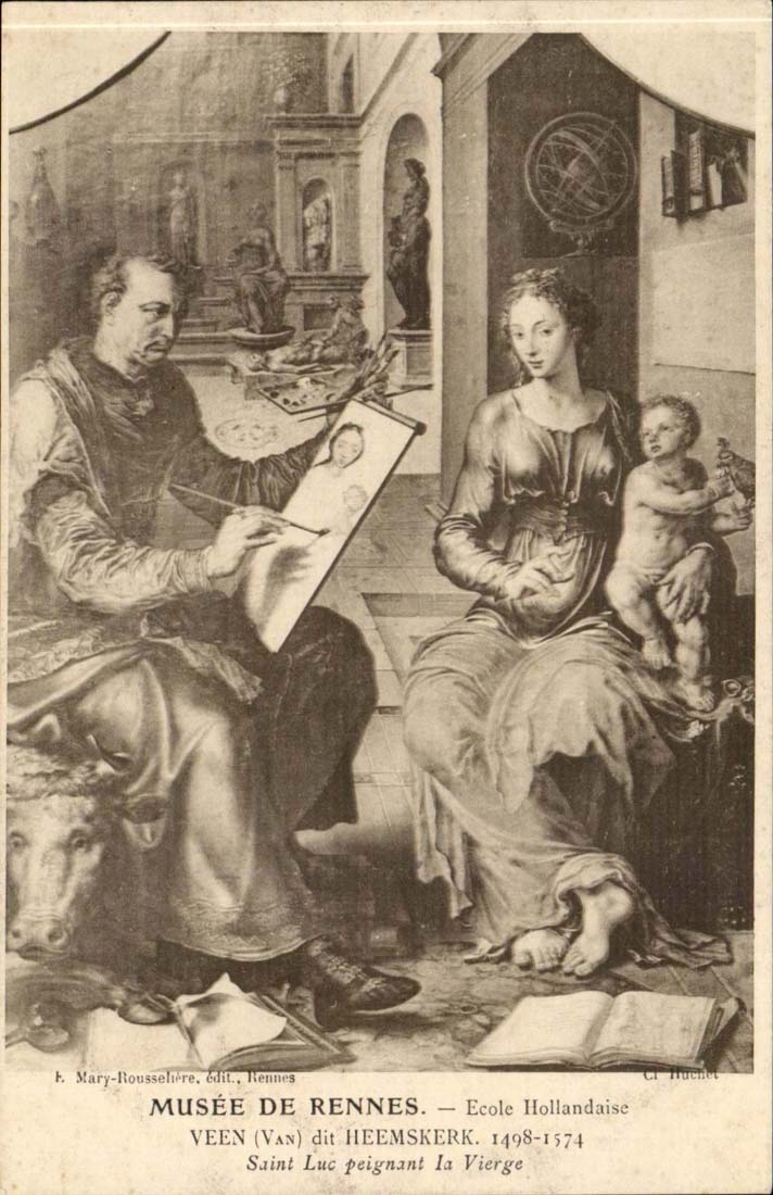Museum of Rennes CPA Dutch Ecole Veen says Heemskerk Saint Luc painting the Virgin