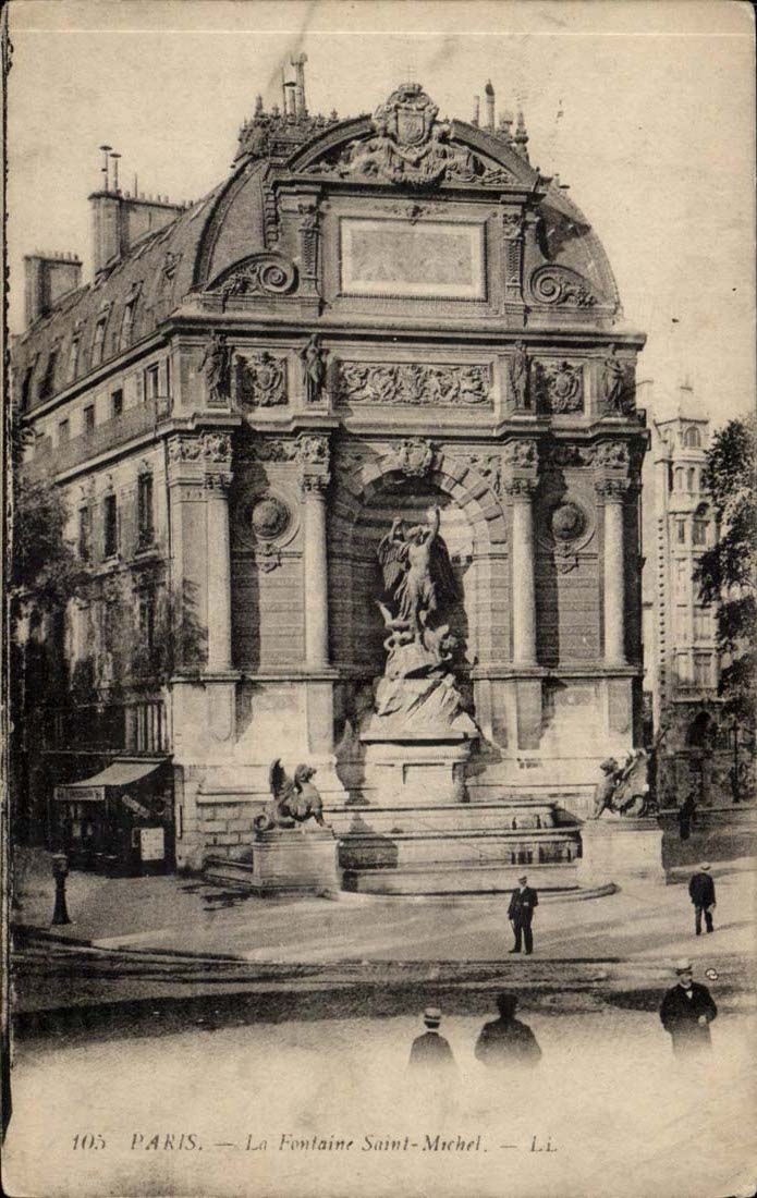Paris CPA das Brunnen Saint Michel