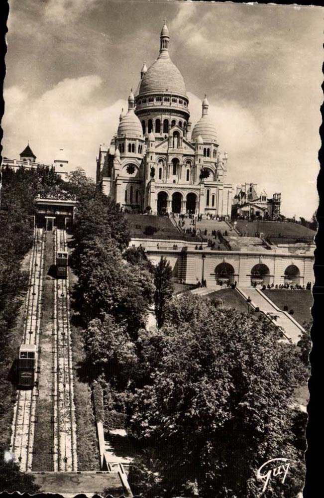 Paris CPA Basilique du Sacre Coeur de Montmartre et le funiculaire
