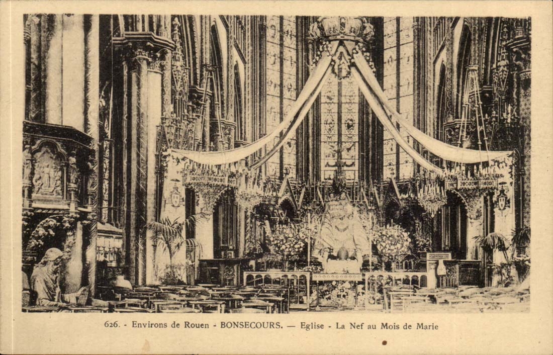 Surroundings of Rouen CPA Bonsecours Church the nave in the month of Mary