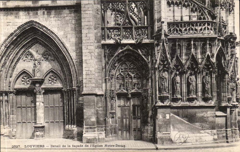 CPA Louviers Detail of the frontage of the Notre Dame church