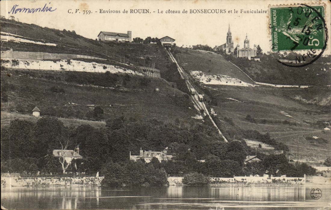 Surroundings of Rouen CPA the slope of Bonsecours and the funicular