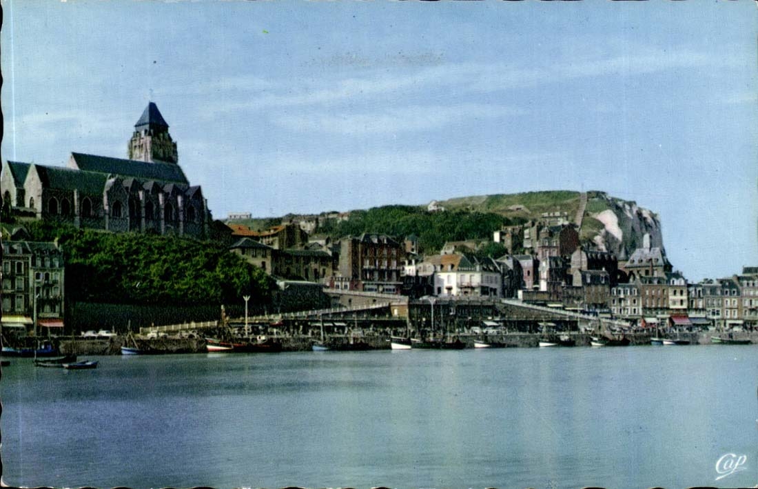 Treport MODERNE KARTE Kirche-Str Jacques und Ansicht des Hafens