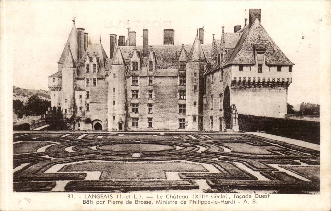 Langeais - westliche Front des Jahrhunderts des Schlosses XIII errichtet von Pierre de Brosse - CPA