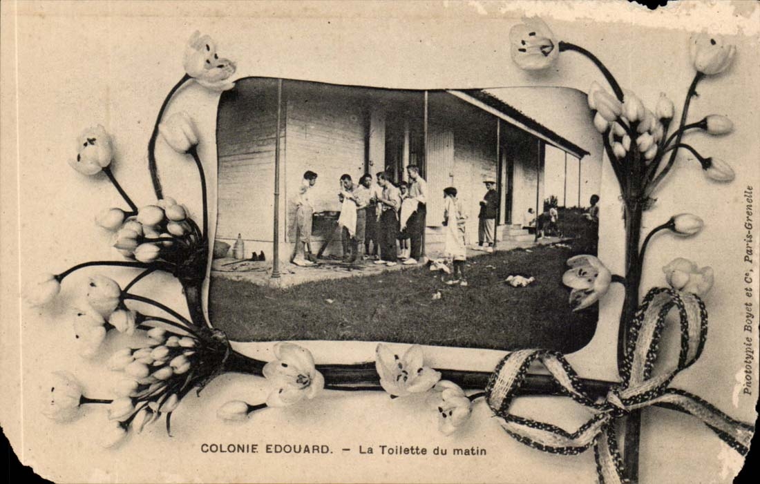 imagination - Children - Edouard Colony - the toilet of the morning - flowers CPA