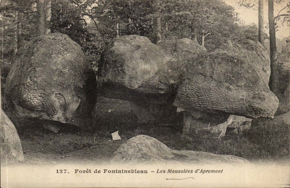 Drill of Fontainebleau CPA mausoleums of Apremont