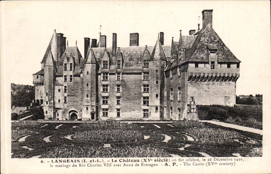 Jahrhundert des Langeais Schlosses XV die Verbindung des Konigs Charles VIII mit Anne von Bretagne - CPA