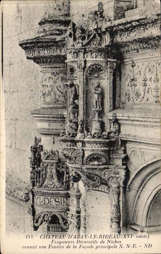 Schloss von Azay der Vorhang - dekorative Fragmente der Nischen - CPA