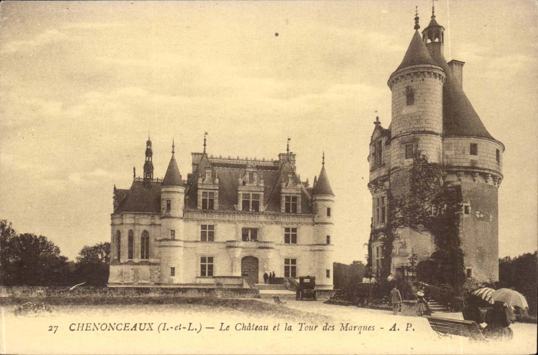 Chenonceaux - das Schloss und der Aufsatz von den Markierungen - CPA