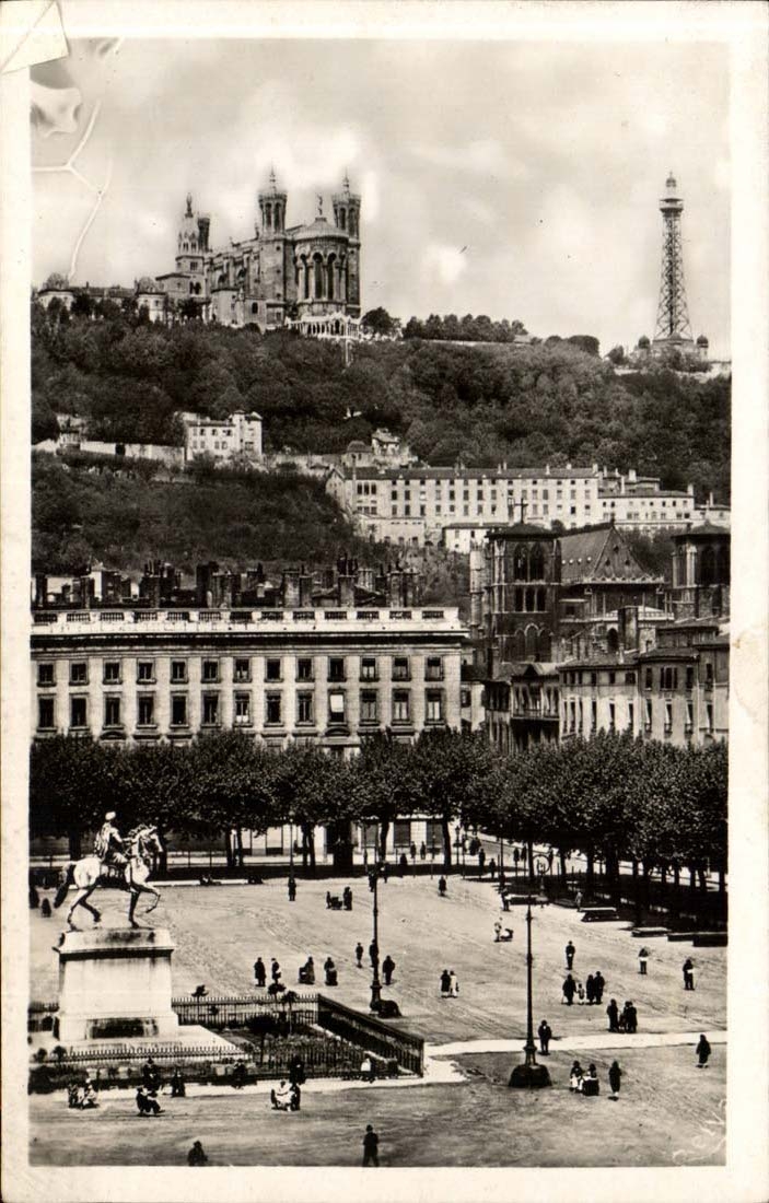 Lyon-MODERNER KARTE Bellecour Ort und Hugel von Fourviere