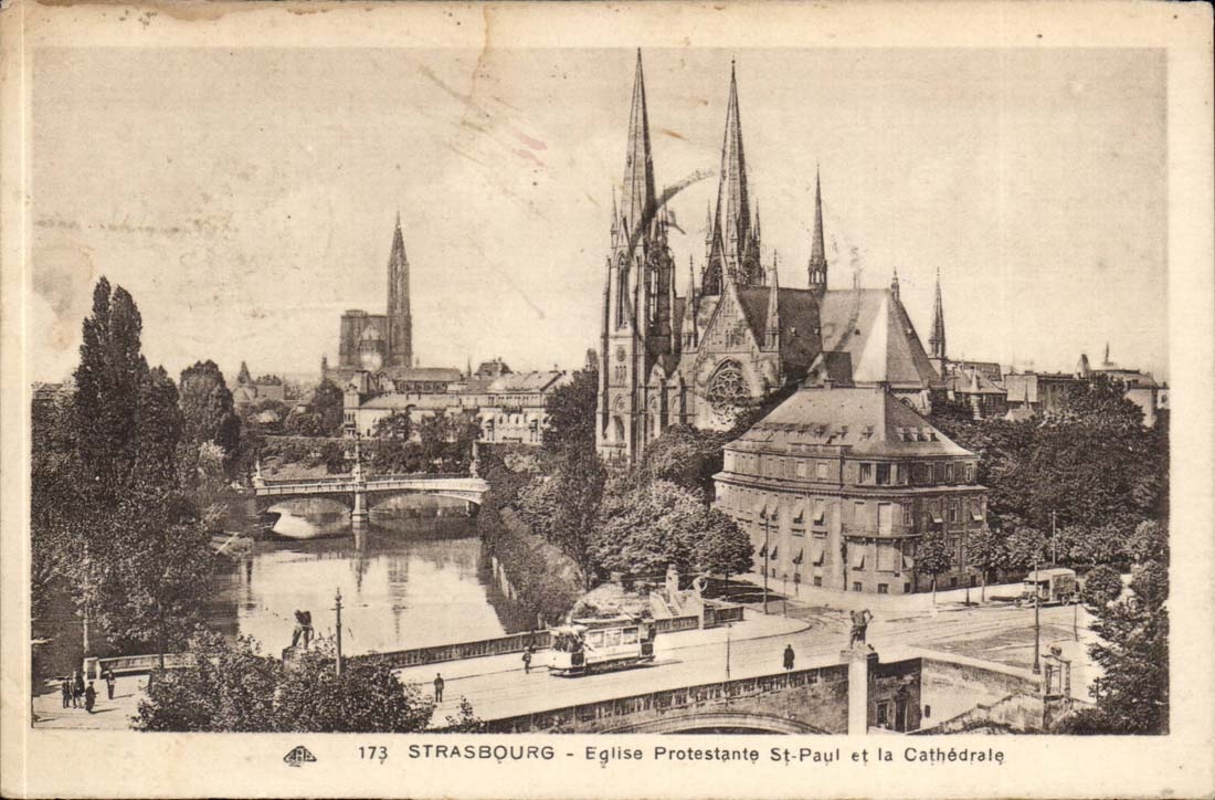 Strasbourg CPA Protestant Church St Paul and the cathedral