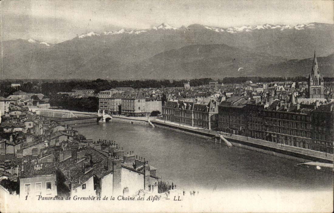 Panorama of Grenoble of the cahine of the Alps