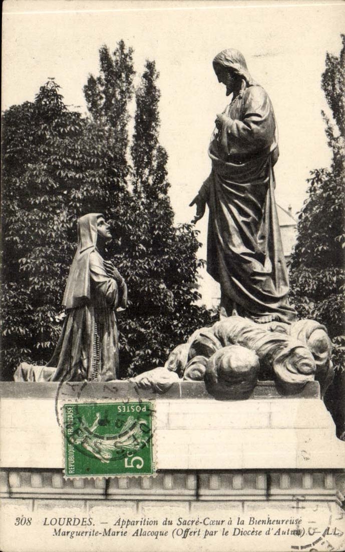 Lourdes CPA Appearance of the Sacring Heart in the happy Marguerite Marie Alcaoque (offered by the diocese of Autun)