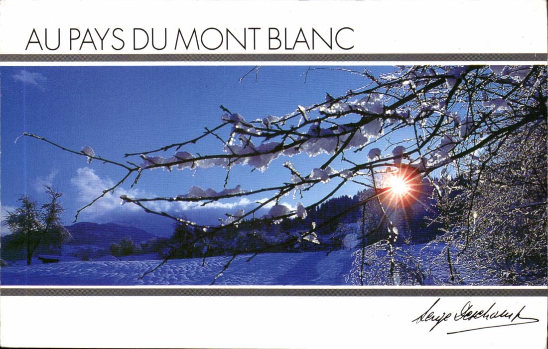 MODERN CARD Last rays magic of the winter To the country of the Mount Blanc