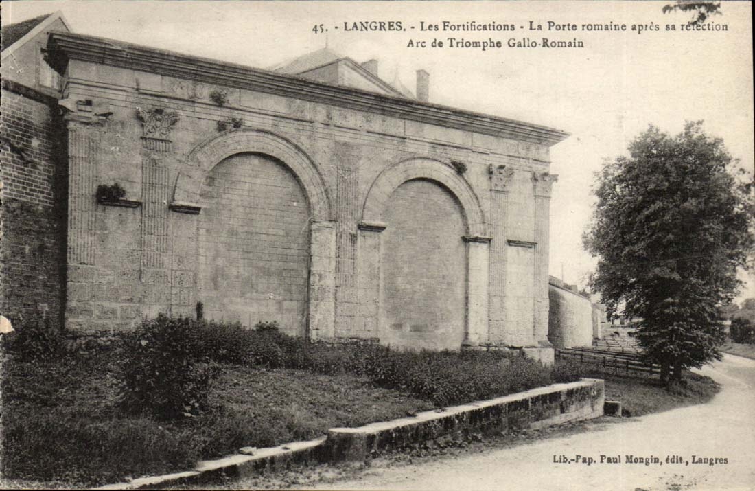 Langres CPA fortifications the Roman door after its repair Arc de Triomphe gallo Roman