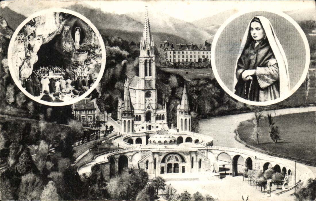 Lourdes - the Basilica - the Cave - CPA