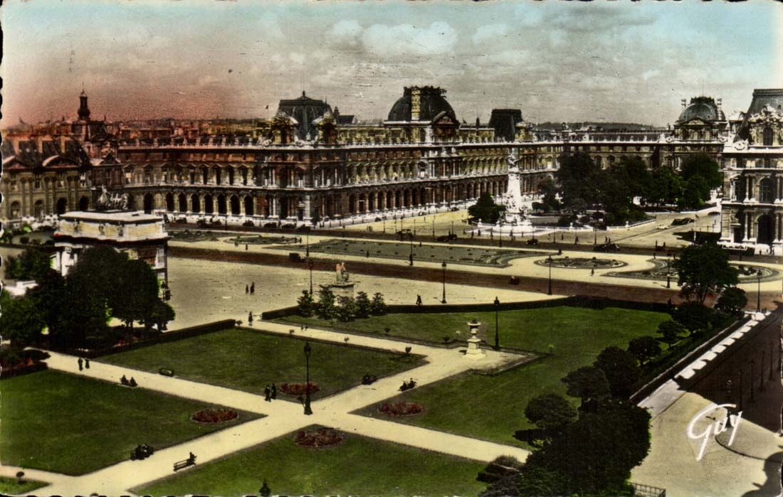 Paris - 1 - Ansicht uber den Ort des Karussells und des Gaumens des Louvre - CPA