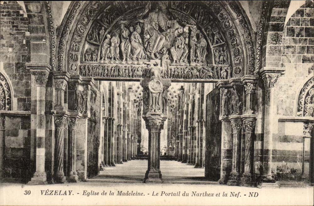 Vezelay - Basilica of the Madeleine - the Gate of Narthex and the Nave - CPA