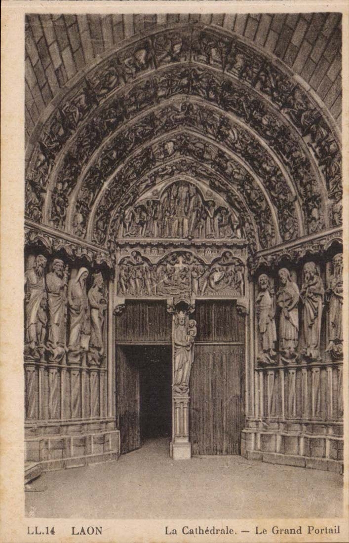 Laon - the Cathedral - the Large Gate - CPA