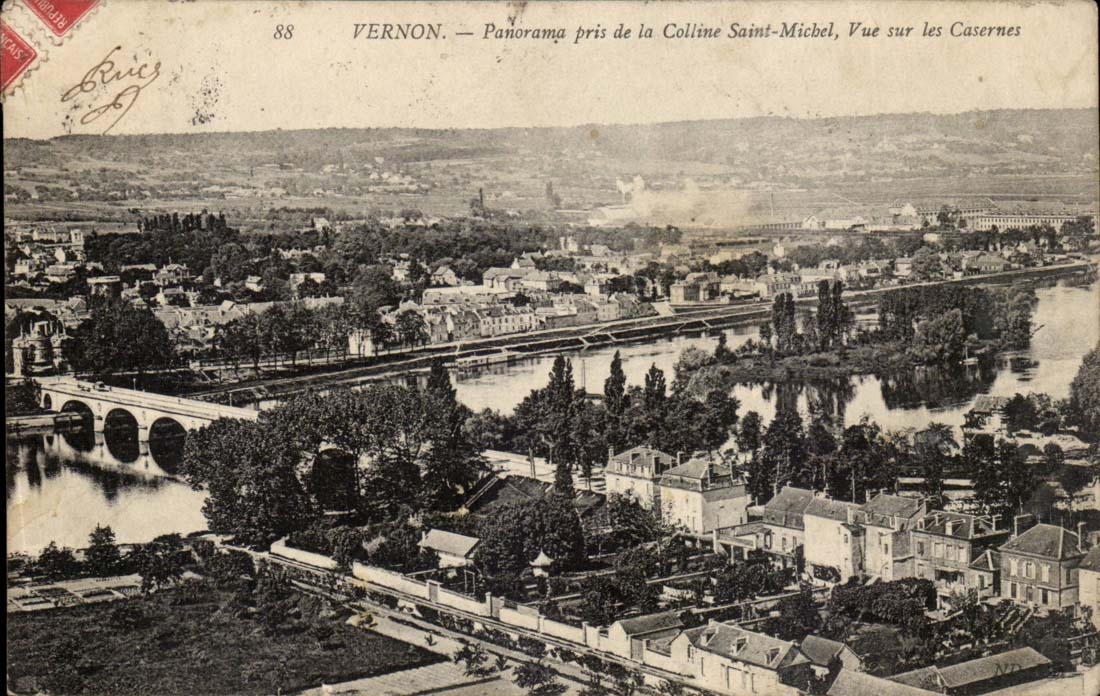 Vernon CPA Panorama taken of the hill Saint Michel Seen on the barracks