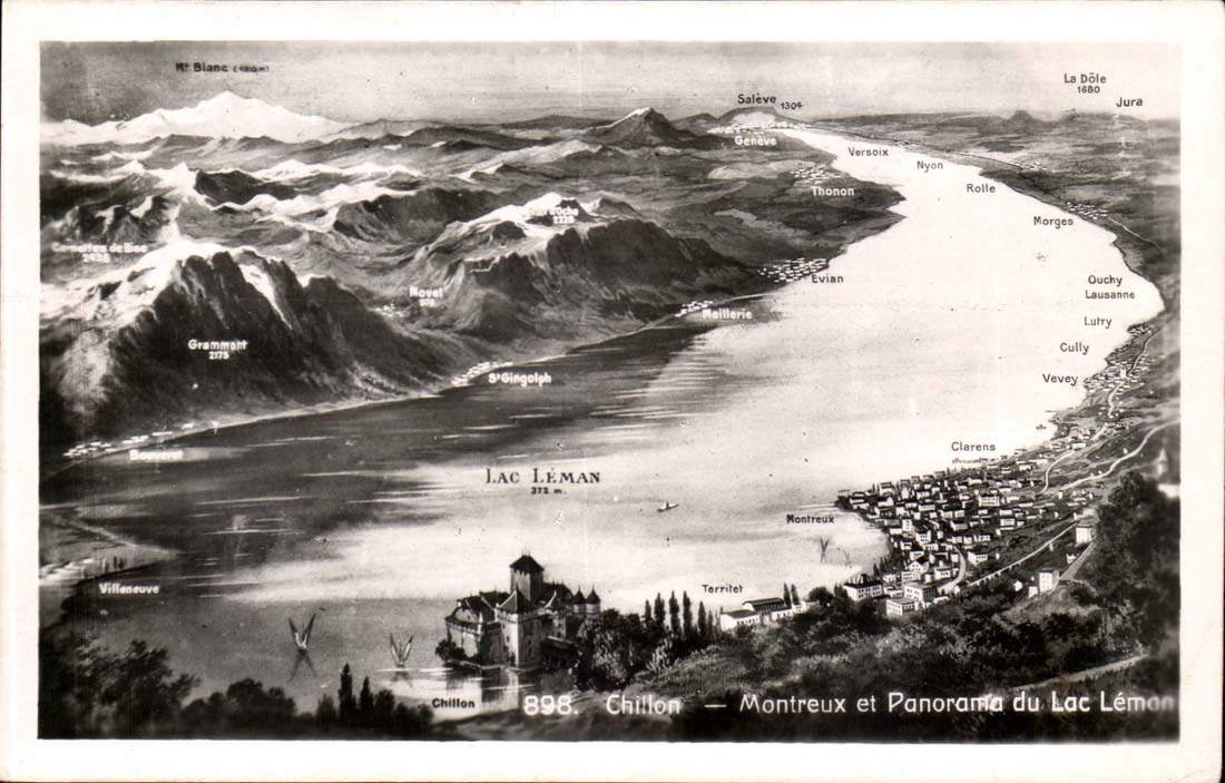 Chillon CPA Montreux and panorama of the lake Leman