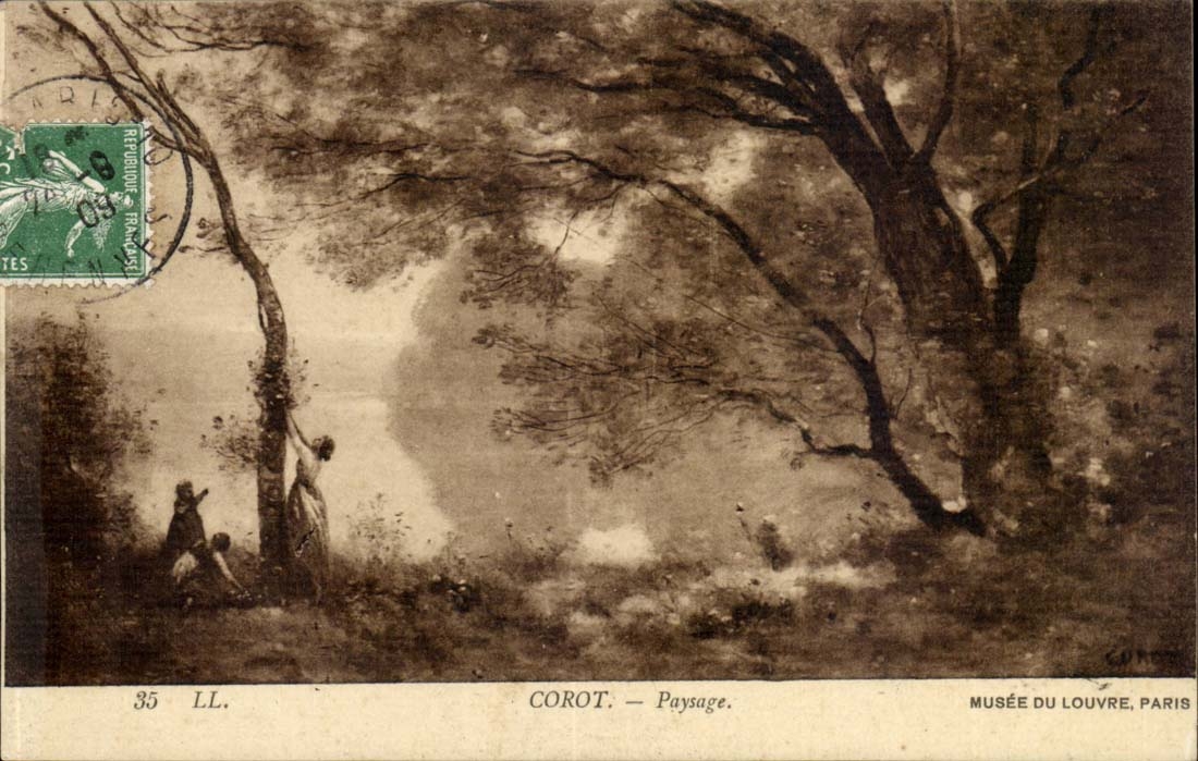 CPA Corot Landschaftsmuseum des Louvre Paris