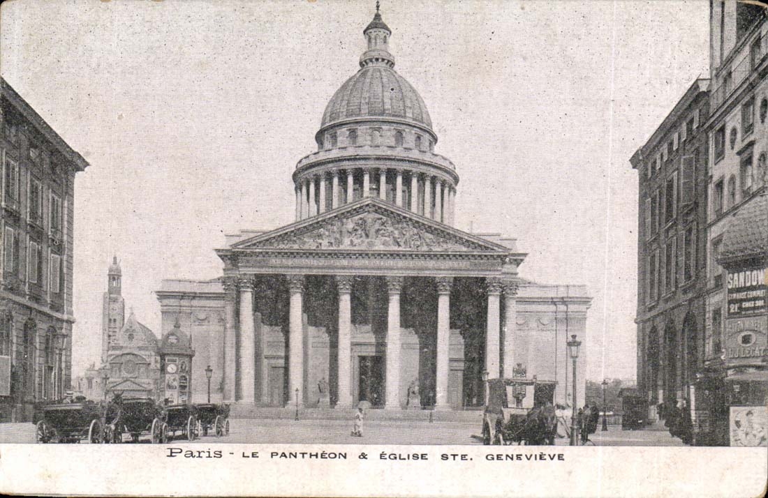 Paris CPA the Pantheon and Eglise co Genevieve